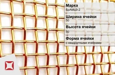 Бронзовая сетка для фильтрации БрАМц9-2 50х50 мм ГОСТ 2715-75 в Актобе