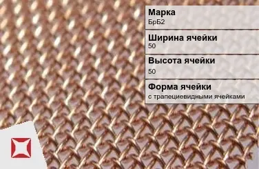 Бронзовая сетка для сельского хозяйства БрБ2 50х50 мм ГОСТ 2715-75 в Актобе