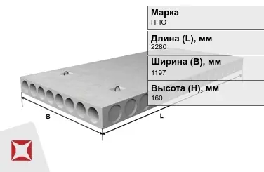 Облегчённые плиты перекрытия ПНО 23-12-8 2280x1197x160 мм в Актобе