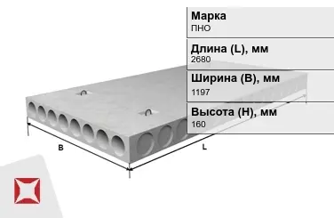 Облегчённые плиты перекрытия ПНО 27-12-8 2680x1197x160 мм в Актобе