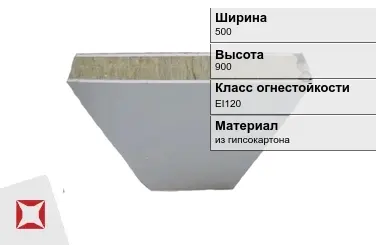 Противопожарная перегородка внутренняя 500х900 мм Кнауф ГОСТ 30247.0-94 в Актобе