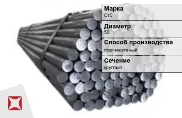 Пруток оцинкованный 50 мм Ст0 ГОСТ 2590-2006 в Актобе